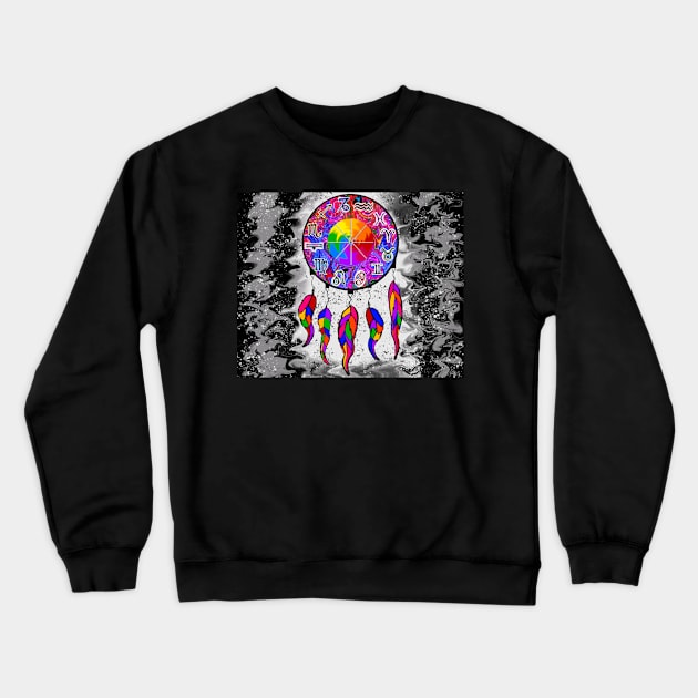 Zodiac Wheel Dreamcatcher 2 Crewneck Sweatshirt by Orchid's Art